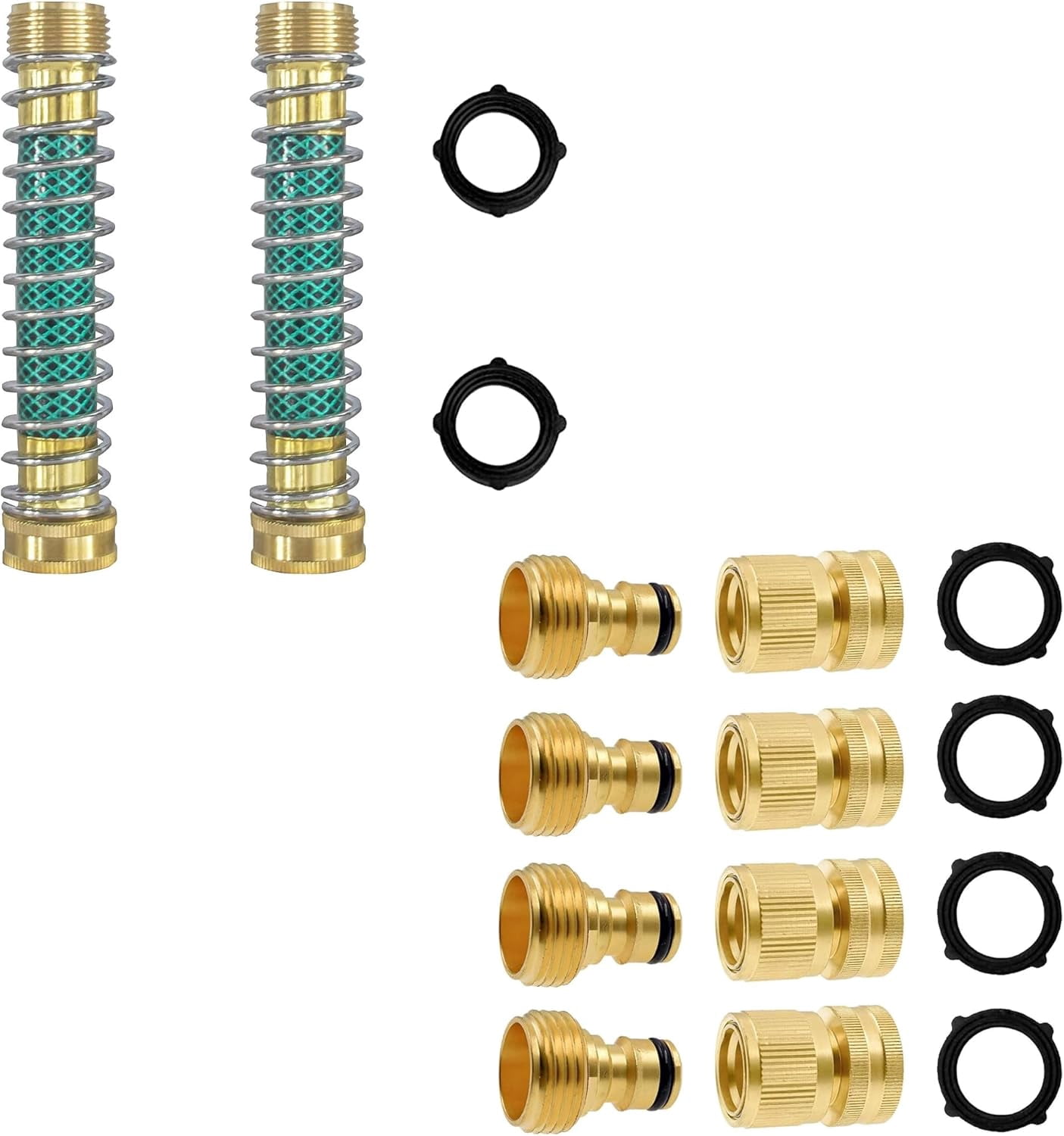 Garden Hose Coil Spring Kink Protector Aluminum Quick Connect Release Fitting