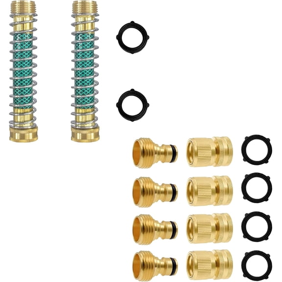 Garden Hose Coil Spring Kink Protector Aluminum Quick Connect Release Fitting