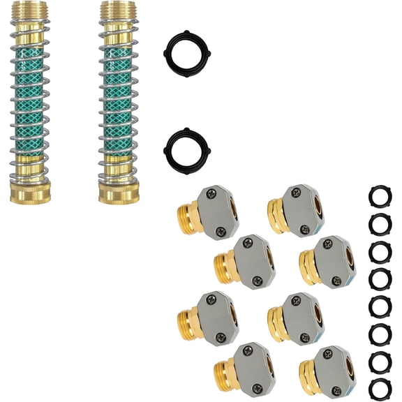 Garden Hose Coil Spring Kink Protector Aluminum Repair Mender Kit Bundle