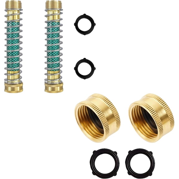 Garden Hose Coil Spring Kink Protector Brass End Caps Spigot Stopper Bundle