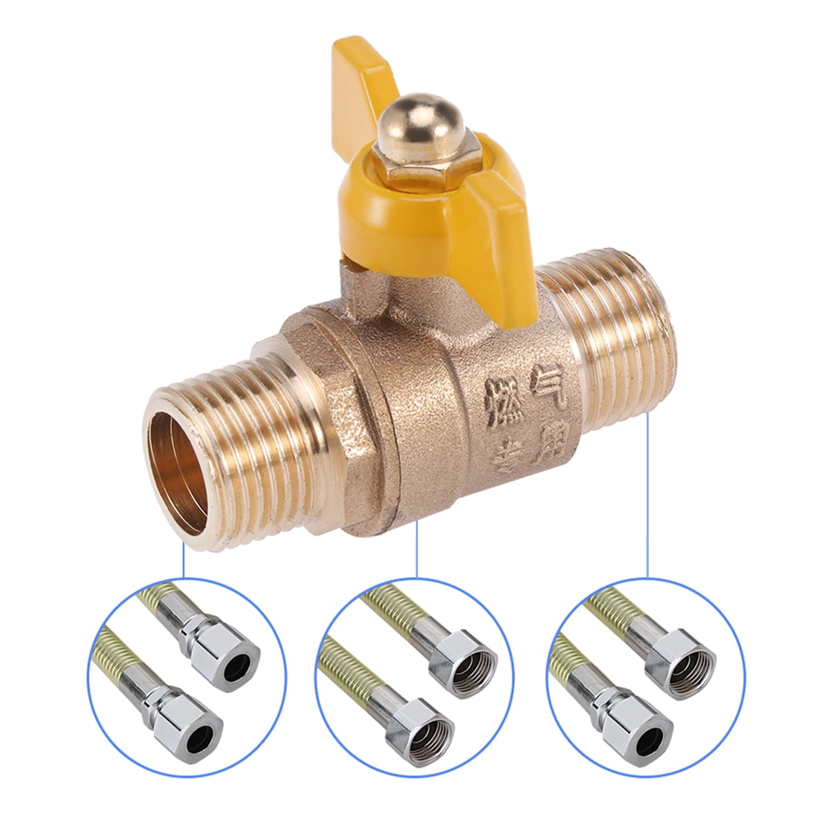 Garden Hose Cut off Valve Gold Color Natural Gas Ball Connector