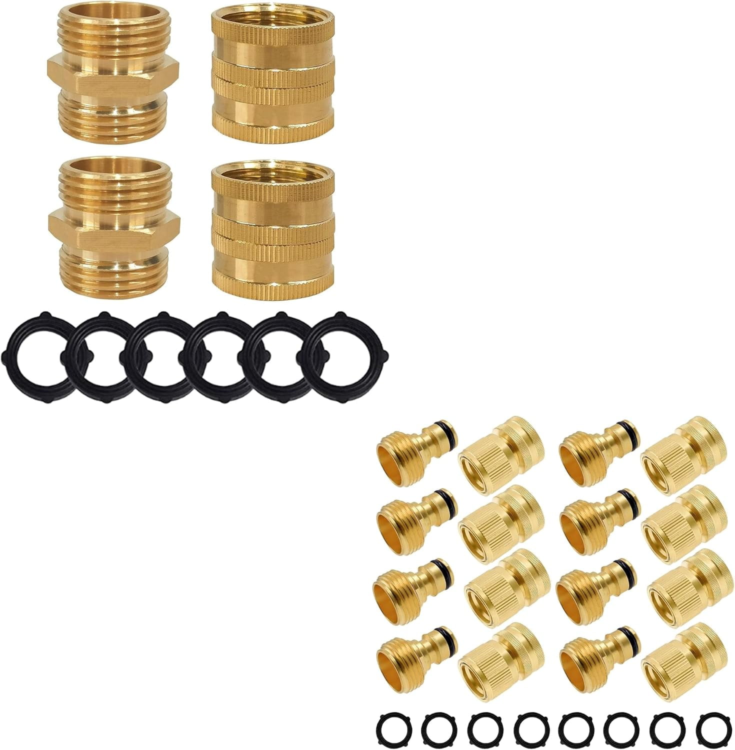 Garden Hose Double Female Coupler Brass Adapter Quick Connect Fitting Bundle