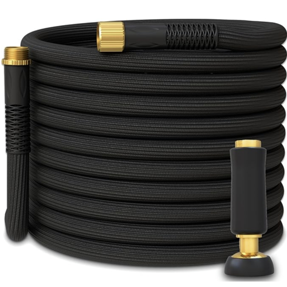 Garden Hose | Flexible, Lightweight, Kink-Free & Durable Hybrid Water Hose with Heavy Duty Brass Connectors & High-Pressure Jet Nozzle (25FT x 5/8”)