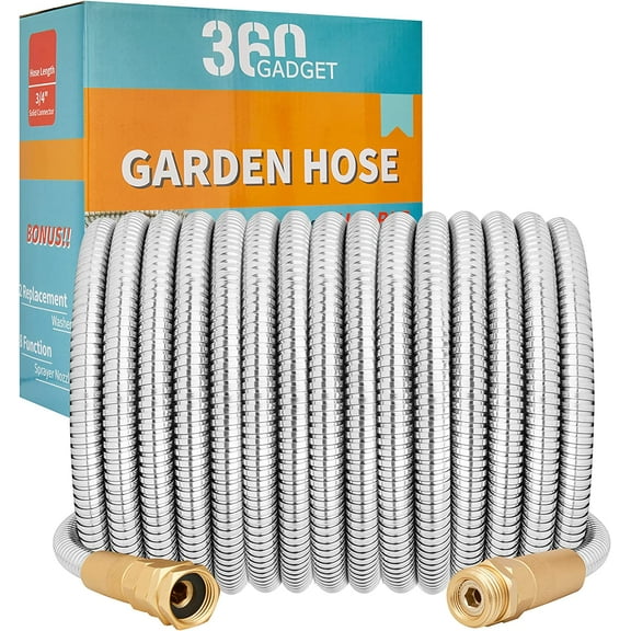 Garden Hose - Flexible Short Water Hose with Metal Fitting, 5 ft Leader Hose, Heavy Duty Hoses Extension for Rv, Outdoor, Small Garden, Yard, 304 Stainless Steel