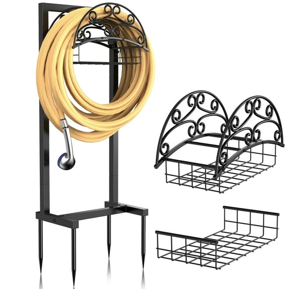 Garden Hose Holder - Detachable Water Hose Holders, Robust Heavy Duty Metal Hose Storage Holder, Holding 150-feet Hose for Outside, Yard, Lawn, Farm