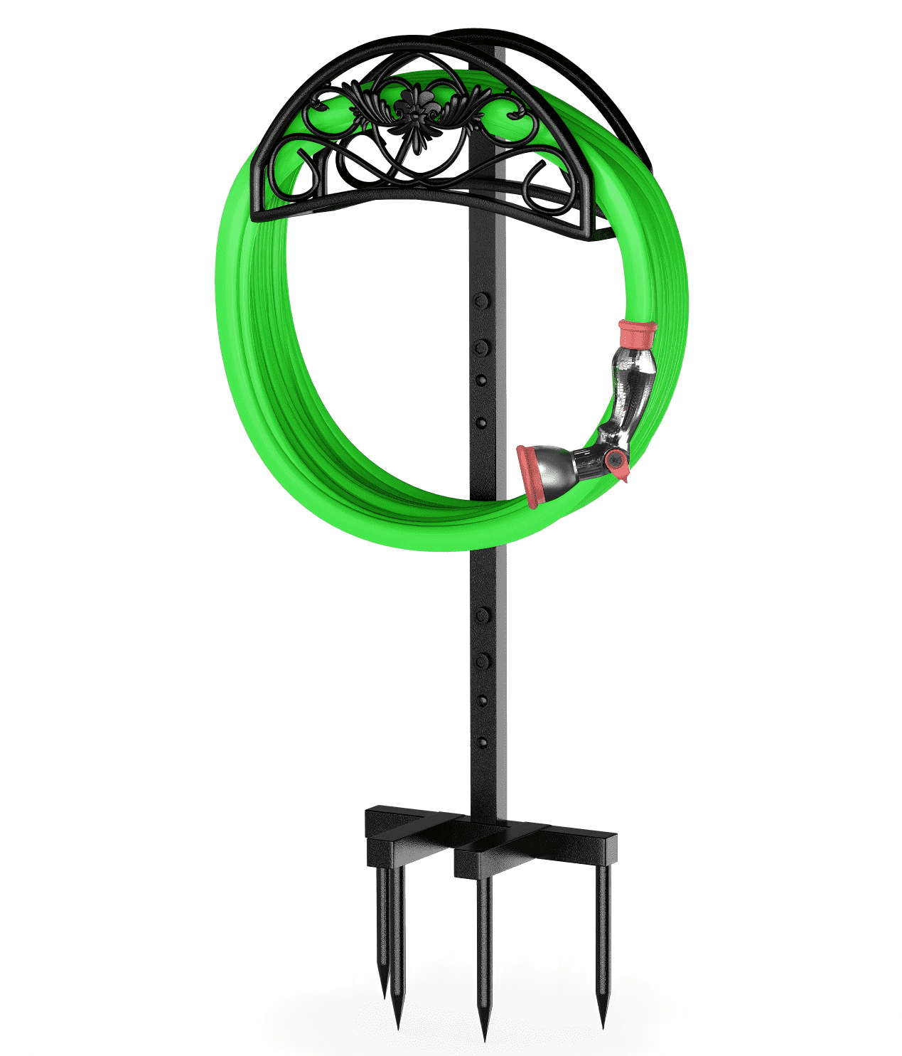 Garden Hose Holder Holds 150 ft Hose, Freestanding Heavy Duty Detachable hose reel for Yard & Farm (Black)