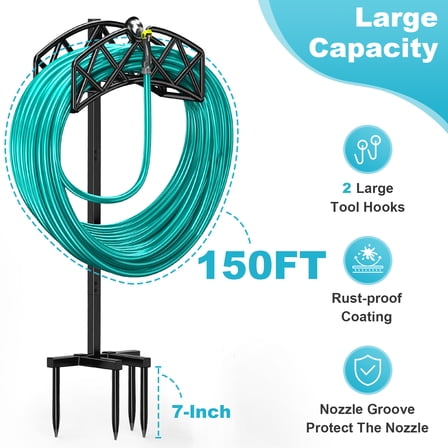 Garden Hose Holder, Freestanding Water Hose Holder, Detachable Heavy Duty Garden Organized Hanger for Outdoor Yard Lawn
