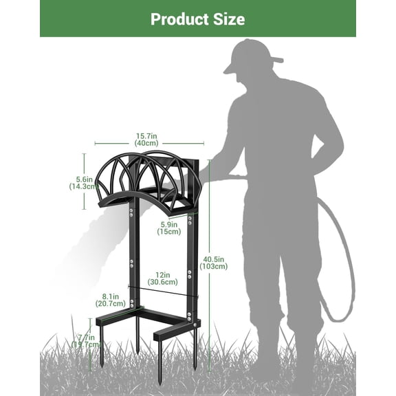 Garden Hose Holder, Freestanding Water Hose Holder Stand for Outside, Heavy Duty Detachable Metal Garden Tube Storage Hanger Rack Holds 160 FT for Yard Lawn Farm, Black$$Garden & Patio