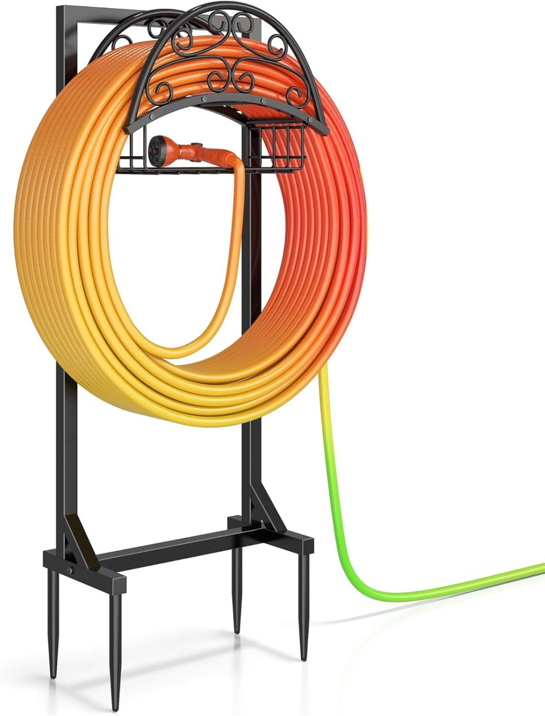 Garden Hose Holder – Freestanding Water Hose Holder with Storage Basket ...