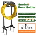 thumbnail image 1 of Garden Hose Holder Freestanding with 4 Spikes, Heavy Duty Metal Hose Hanger Holds Up To 150ft Hose, Detachable Outdoor Hose Reel Rack Organizer, 1 of 9