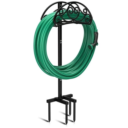 Garden Hose Holder, Heavy Duty Freestanding Hose Hanger Holds 150ft Hose, Outdoor Detachable Metal Water Hose Holder Stand Rack for Yard Lawn