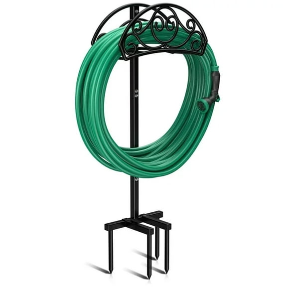 Garden Hose Holder, Heavy Duty Freestanding Hose Hanger Holds 150ft Hose, Outdoor Detachable Metal Water Hose Holder Stand Rack for Yard Lawn