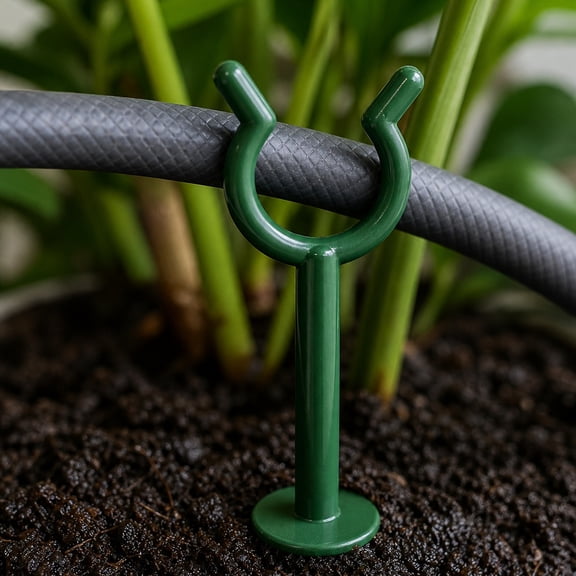 Garden Hose Holder Stake, 7.5 Inch 10Pc Garden Hose Stakes, Heavy Duty Rust Resistant Hose Guide Stakes, Grass Friendly Lawn Protection Design, with Curved Hook, Easy to Install