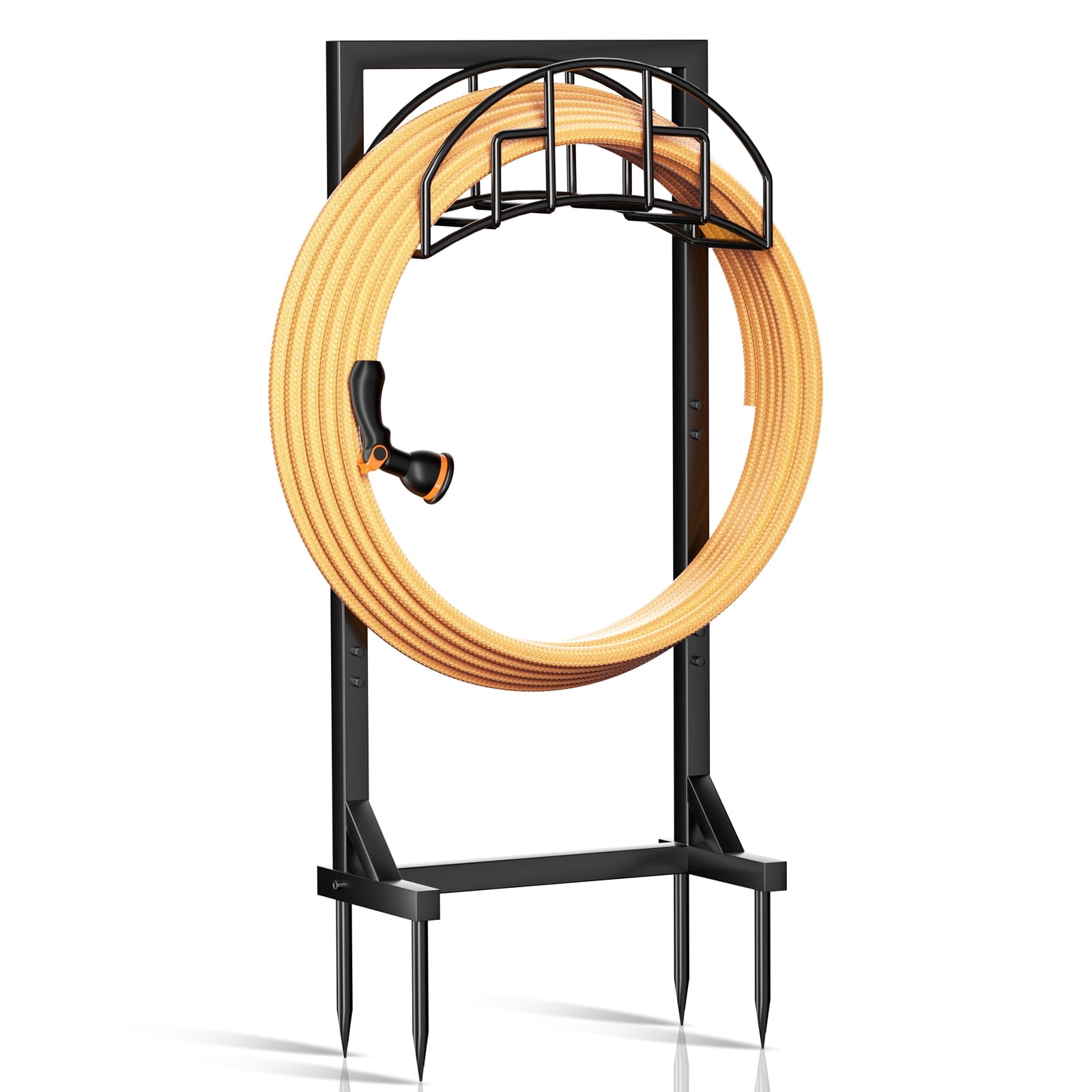Garden Hose Holder, Super Stable Water Hose Holders Stand Holds 160-Feet Hose, Detachable Freestanding Hose Storage Hanger Rack for Outside Yard Lawn Farm, Black