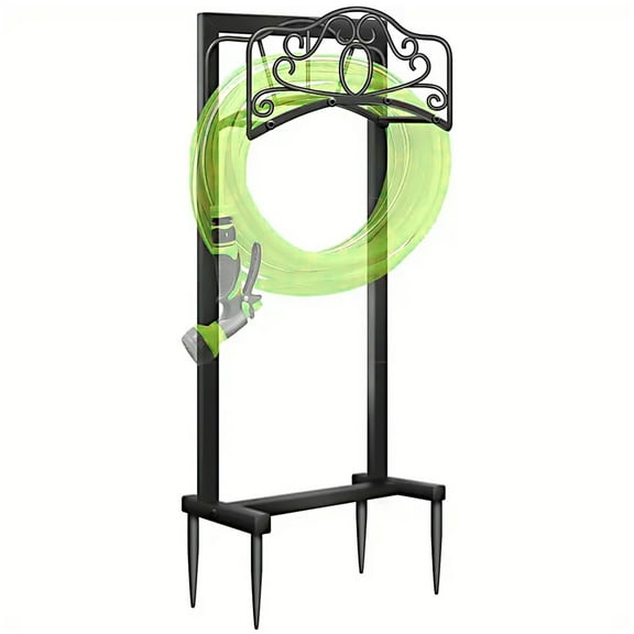 Garden Hose Holder, Super Stable Water Hose Holders Stand Holds 160-Feet Hose, Detachable Freestanding Hose Storage Hanger Rack for Outside Yard Lawn Farm, Black