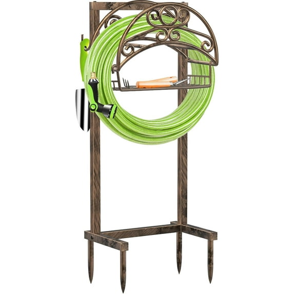 Garden Hose Holder Upgraded Detachable Water Hose Holder Thick Metal Hose Hanger Heavy Duty Free Standing Garden Hose Storage Hose Stand Decorative Hose Organizer for Outside