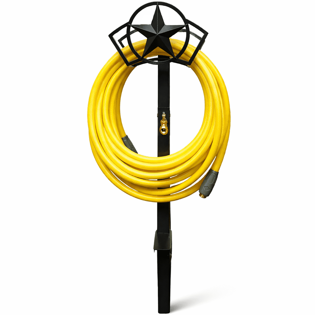 Garden Hose Holder - Upgraded Water Hose Hanger Holds 125ft, Heavy Duty Freestanding Garden Hose Reel Hanger for Outside Yard & Lawn (With Faucet)