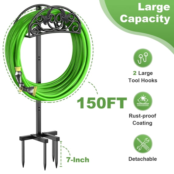 Garden Hose Holder, Freestanding Water Hose Holder, Detachable Heavy Duty Metal Garden Organized Hanger for Outdoor Yard Lawn (Lovebirds)