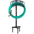 Detachable Heavy Duty Garden Hose Holder & Organizer, Freestanding Outdoor Metal Hose Stand and