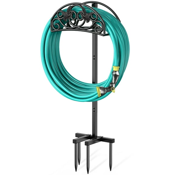 Garden Hose Holder, Water Hose Stand Freestanding Metal Hose Hanger, Detachable Heavy Duty Hose Storage Stand for Outdoor