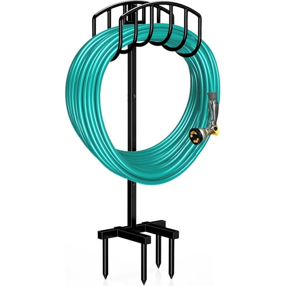 Garden Hose Holder, Water Hose Stand Freestanding Metal Hose Hanger, Detachable Heavy Duty Hose Storage Stand for Outdoor