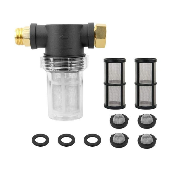 Garden Hose Inlet Filter for High Pressure Washer, Sediment Filter Attachment, 40 Mesh Screen, Extra 2 Pcs 100 Mesh, 3PCS O-Ring and 4PCS Filter Hose Washer