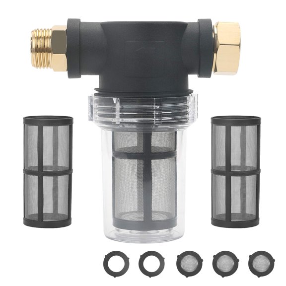 Garden Hose Inlet Filter for Pressure Washer, Garden Hose Well Water Sediment Filter Attachment with 100 Mesh Screen for Washing Machine, Transfer Pump, Water Stystem, Outdoor Spigots