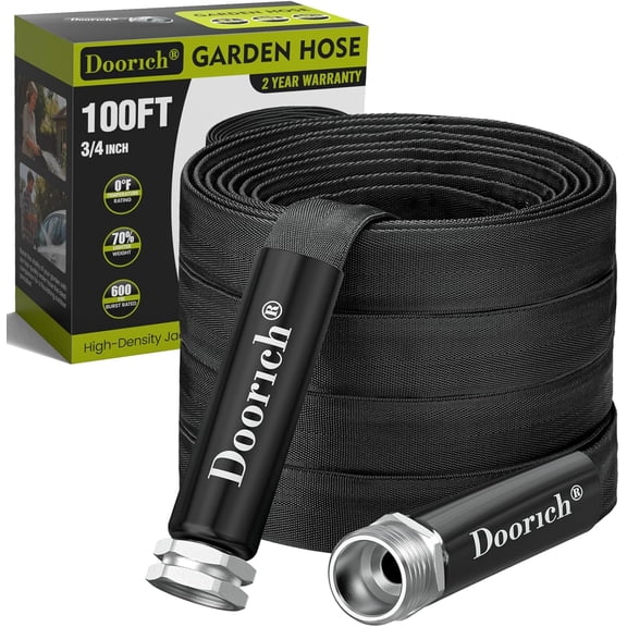 Garden Hose, Lightweight, Ultra Flexible, Durable, Kink-Free Water Hose - Made of TPU, Drinking Water Safe Material, Non-Shrinking, Easy to Store, All-Weather, Black (100 FT)