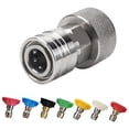 thumbnail image 1 of Garden Hose to Pressure Washer Adapter, 3/4” GHT to 1/4” Quick Connector, Water Hose to PowerWasher Connector with Stainless Steel Construction for Car Wash, Nozzle and Sprayer Attachment, 1 of 10