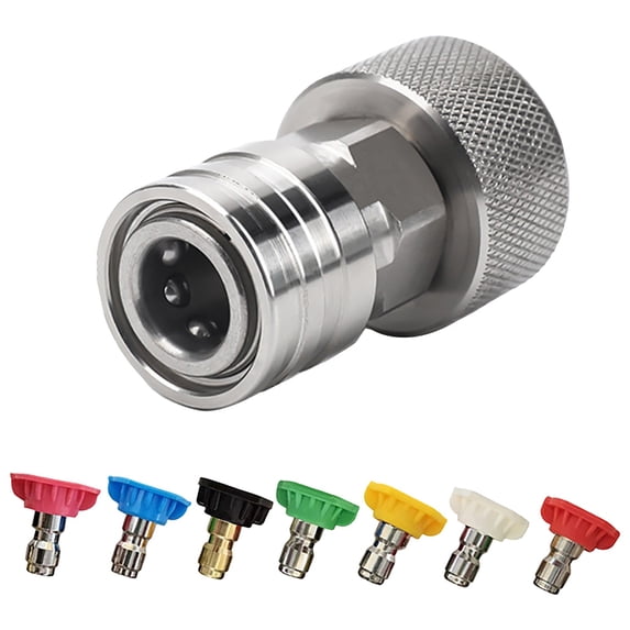 Garden Hose to Pressure Washer Adapter, 3/4” GHT to 1/4” Quick Connector, Water Hose to PowerWasher Connector with Stainless Steel Construction for Car Wash, Nozzle and Sprayer Attachment