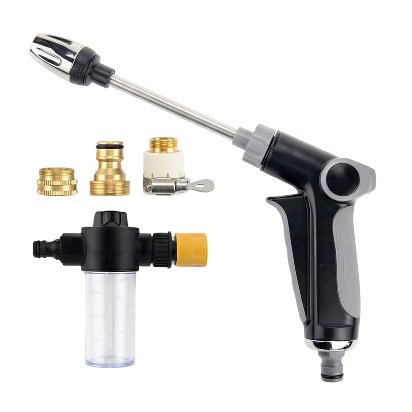 Garden Hose Nozzle with 360-degree Adjustable Spray, High Pressure Water Cleaning Jet, Universal 3/4" Thread for Car Wash & Garden, Heavy-Duty Cleaning Tool