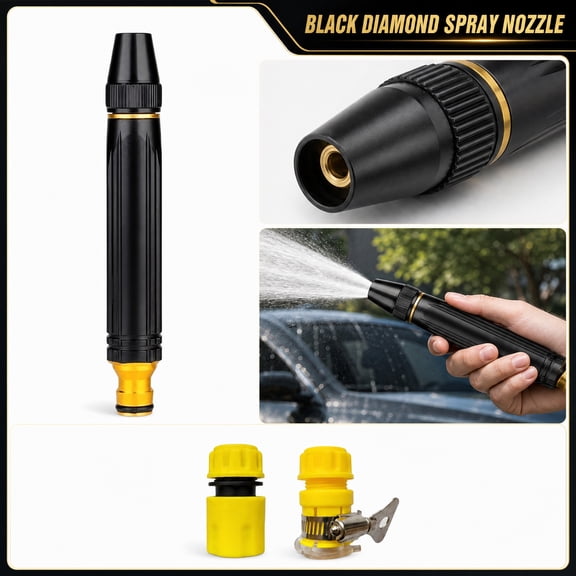 Garden Hose Nozzle, Garden Hose Nozzle, Hose Sprayer Nozzle Heavy Duty, Water Sprayer for Hose, Jet Nozzle Water Kit with 2 Durable Hose Adapter Connectors, Packaged in Storage