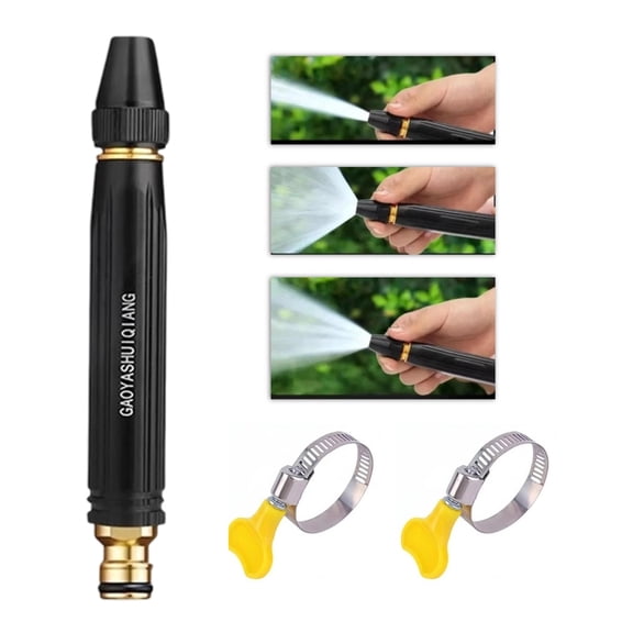 Garden Hose Nozzle Heavy Duty Adjustable Twist Hose Nozzle Jet Sweeper Nozzle, Metal Outdoor Watering Attachment for Driveway, Deck, Car Washing,1PCS