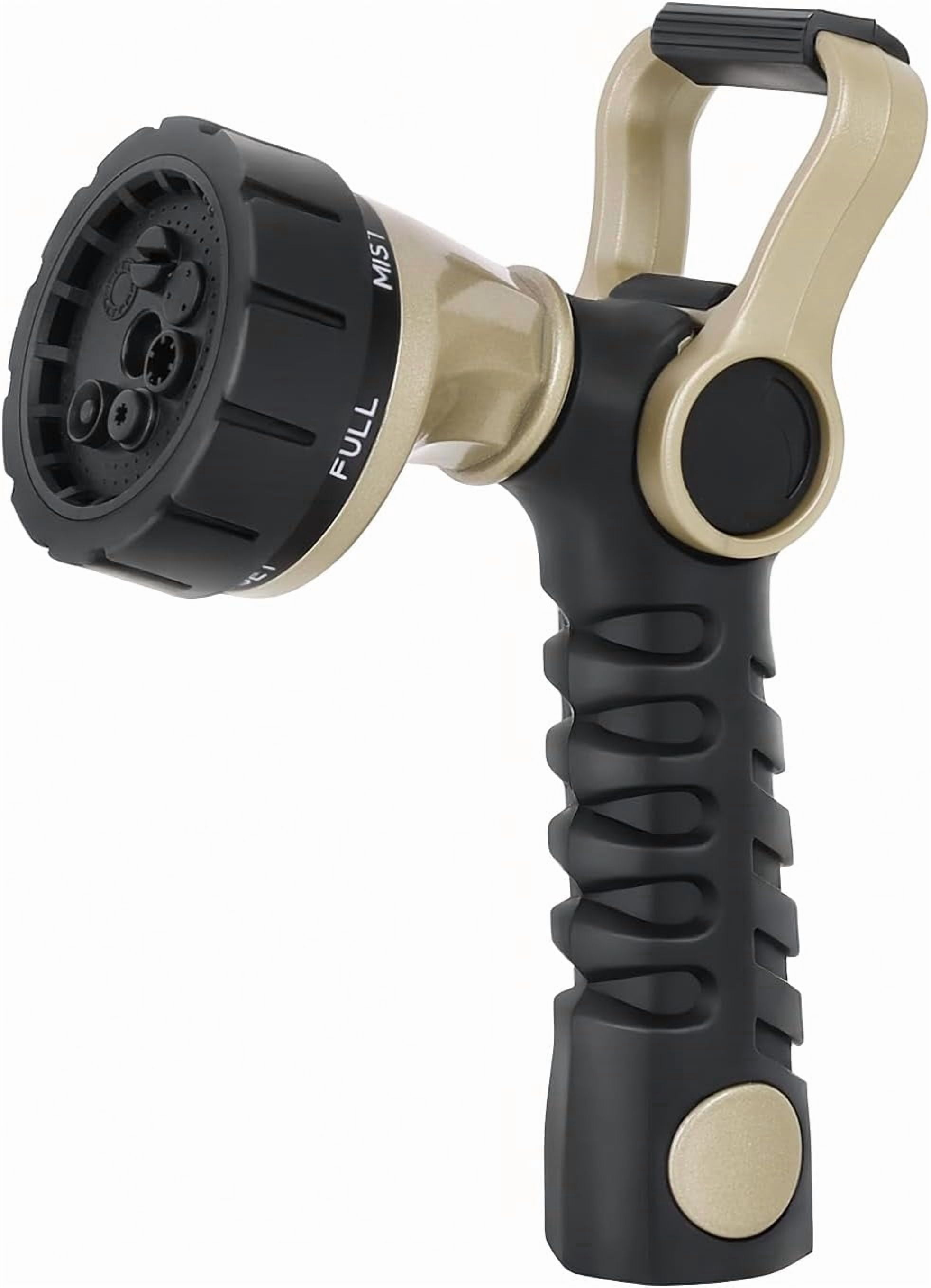 Garden Hose Nozzle Heavy Duty, Fireman Style Nozzle with Thumb Control & Large Lever Control, 7 Adjustable Spray Patterns High Pressure Hand Sprayer for Watering Plants, Car and Pet Washing
