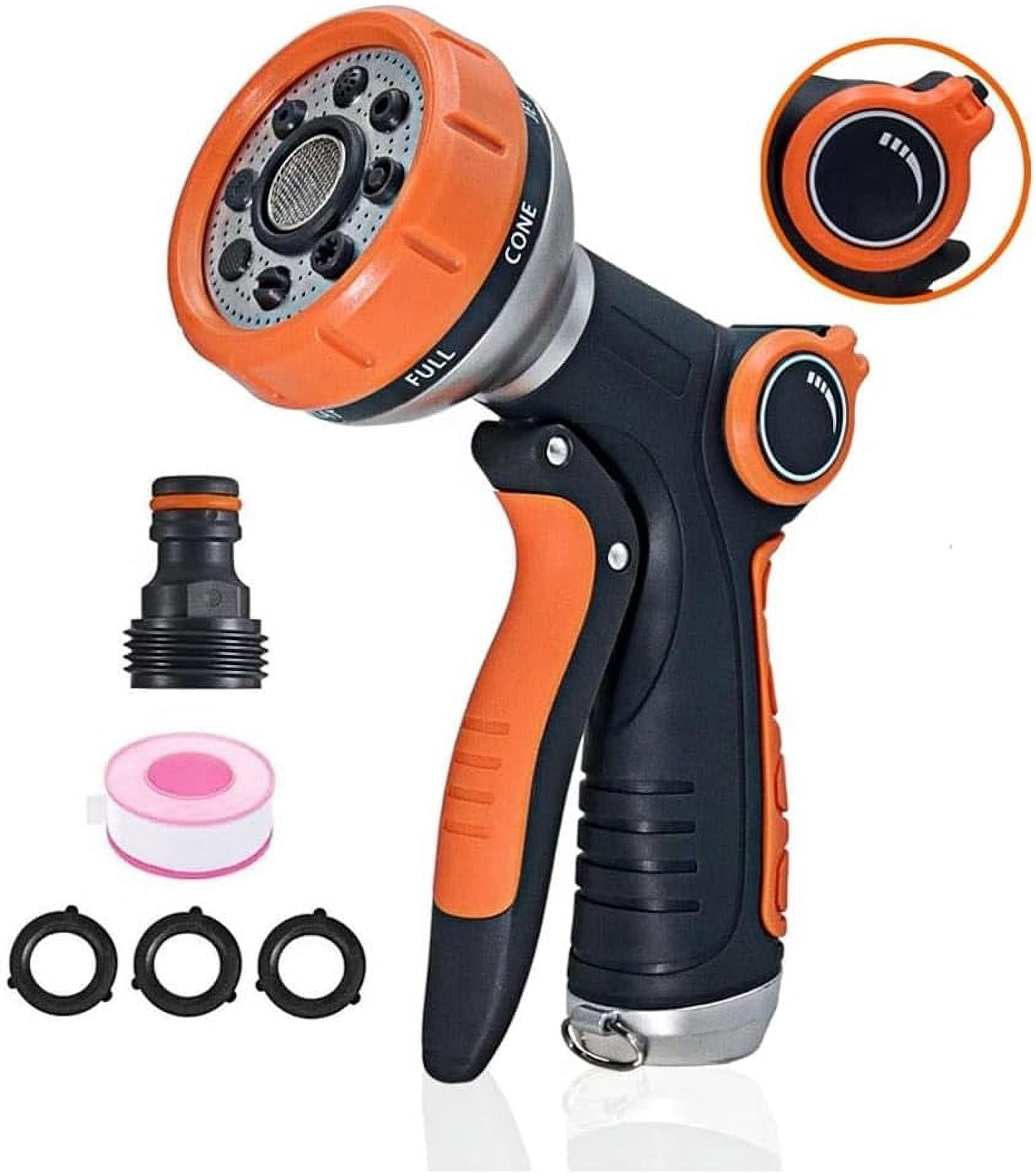 Garden Hose Nozzle Heavy Duty, High Pressure Adjustable 8 Patterns Metal Water Hose Nozzle Volume Control Valve Attachment Hose Sprayer Nozzle for Outdoor Garden Watering Car Washing Pet Showering