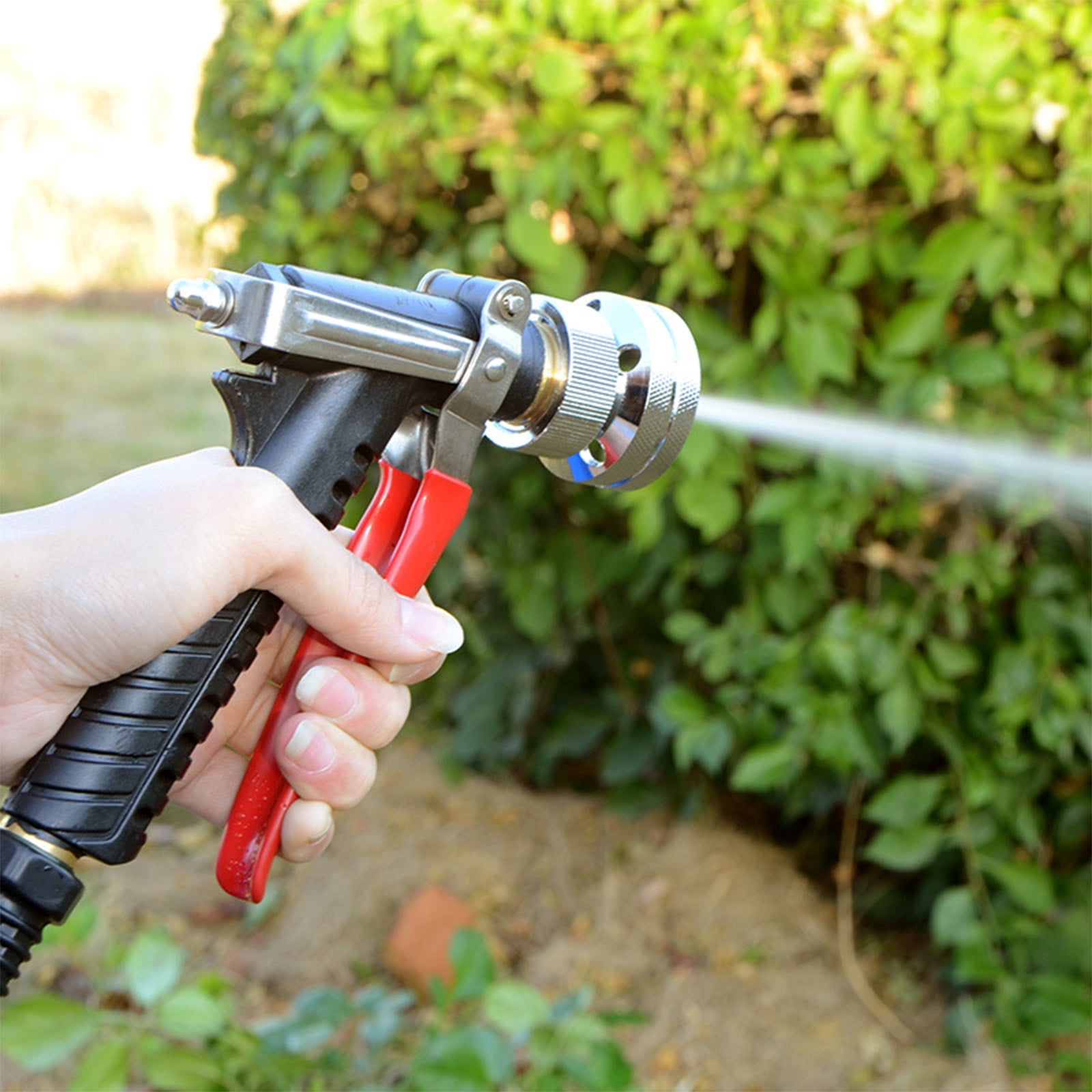 Garden Hose Nozzle, Heavy Duty Metal Water Hose Nozzle 5.5inch, High Pressure Hand Sprayer with Flow Control for Watering Plants & Lawns, Washing Cars & Pets