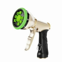 Garden Hose Nozzle, Heavy Duty Metal Water Hose Sprayer Nozzle with 9 Adjustable Spray Patterns, High Pressure Hand Sprayer for Watering Plants, Lawns, Car and Pet Washing (1, Green)