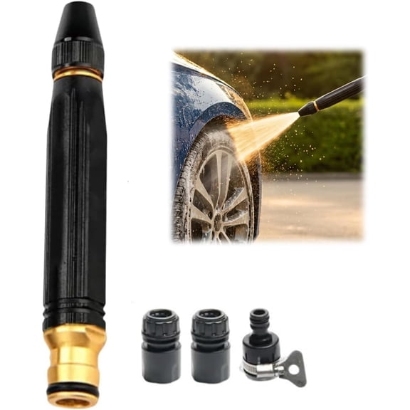 Garden Hose Nozzle Heavy Duty Metal Water Nozzle High Pressure Jet Sweeper Attachment Powerful Stream Cleaning for Car Driveway Patio Yard Watering and Washing