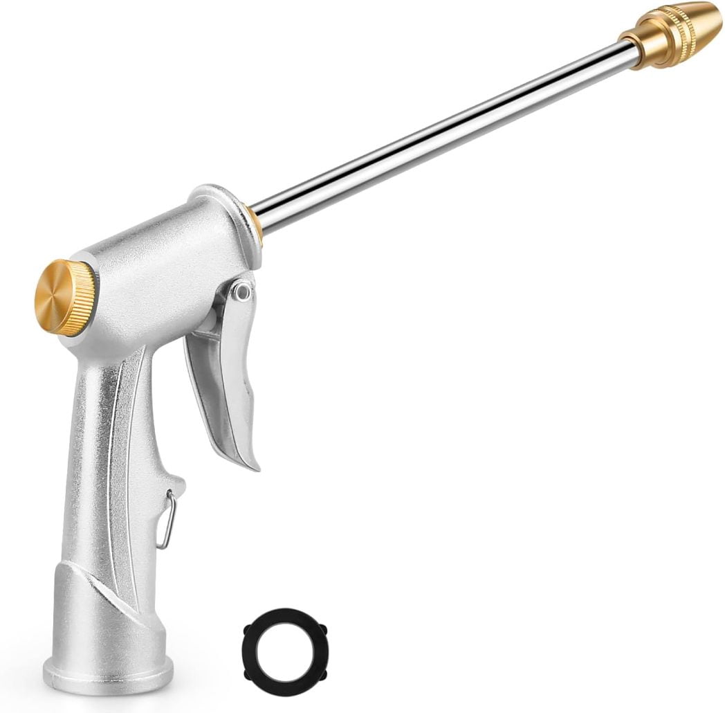 Heavy Duty Metal Garden Hose Nozzle – High Pressure Water Sprayer, Aluminum Alloy