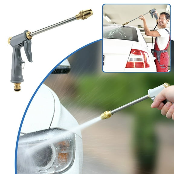Garden Hose Nozzle High Pressure Water Hose Nozzle Sprayer Gun, Heavy Duty Metal Long Rod Spray Gun for Washing Cars, Watering Lawn Garden, Outdoor Fun, Showering Pets, Cleaning