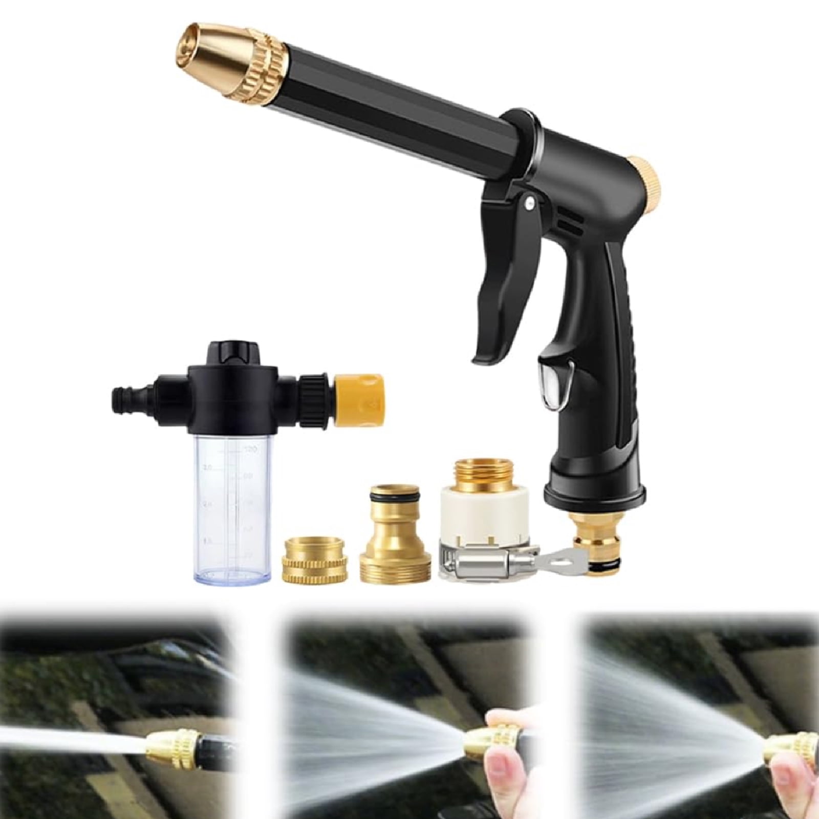 Garden Hose Nozzle High Pressure Water Hose Nozzle Sprayer Head fits Garden Hose Thread for Lawn Garden Washing Cars Watering Garden Cleaning Showering Dogs Pets