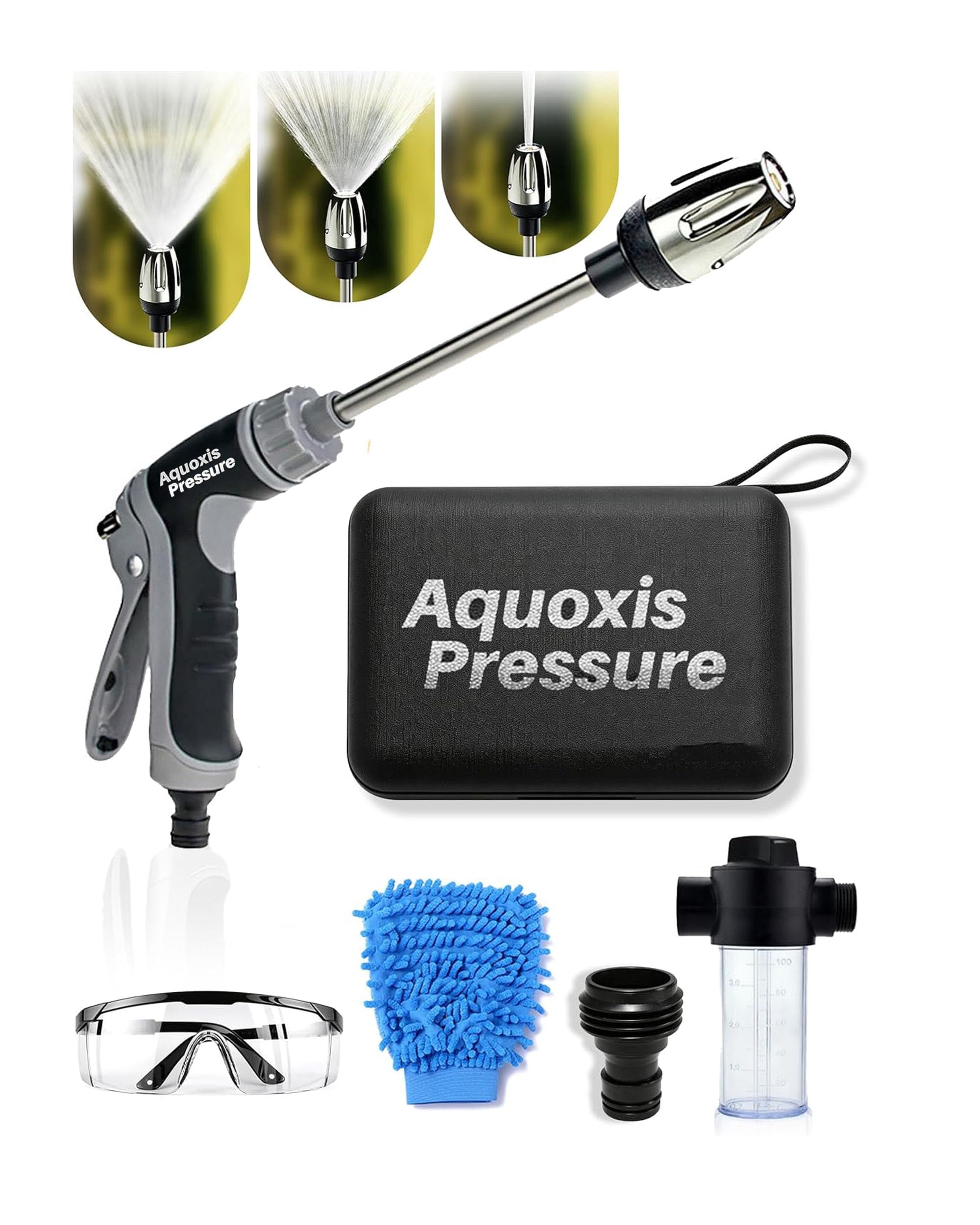 Garden Hose Nozzle Spray Gun, 360° Rotatable High Pressure Cleaner, 3 Adjustable Spray Modes, Fit 3/4" US Standard Hose