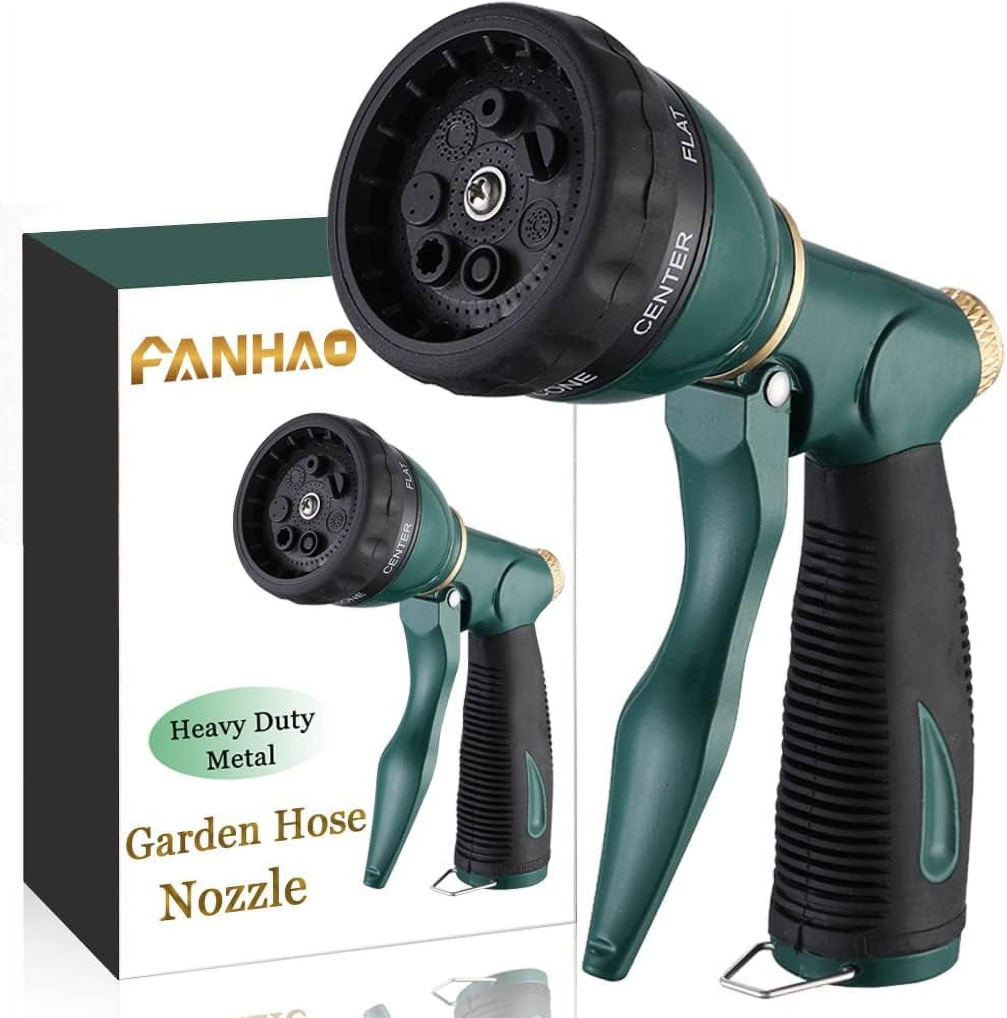 Garden Hose Nozzle Sprayer Heavy Duty, 100% Metal Spray Nozzle High Pressure Water Hose Nozzle with 7 Patterns for Watering Garden, Washing Cars and Showering Pets