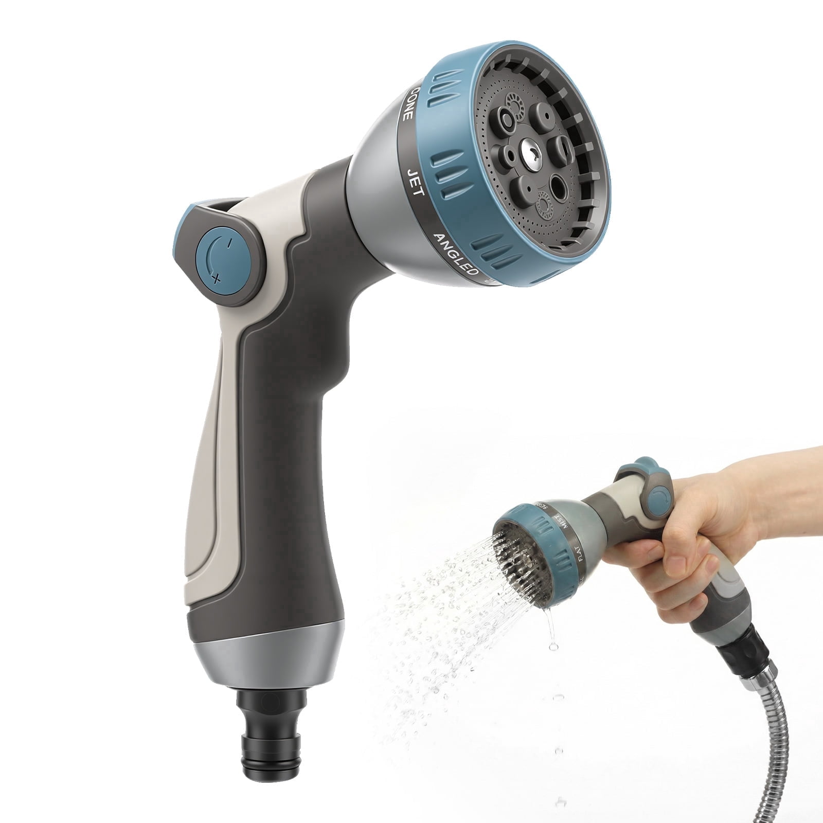 Garden Hose Nozzle Sprayer High Pressure Garden Water Sprayer with 8 Watering Pattern Stepless Flow Adjustment for Washing Car Pet Floor Glass