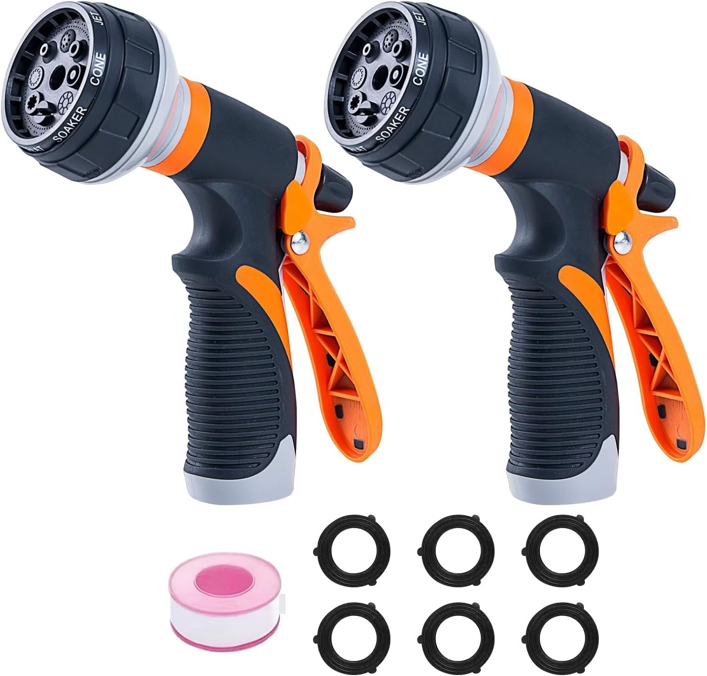 Garden Hose Nozzle Sprayer,Water Hose Sprayer with 8 Adjustable Spraying Modes,2 Pack High Pressure Nozzle Sprayer,Leak Proof Hand Sprayer for Watering Plants, Car and Pet Washing
