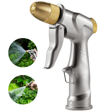Garden Hose Nozzle Upgrade , Ricihene 100% Heavy Duty Metal Spray Gun with Full Brass Nozzle - High Pressure 4 Spraying Modes for Hand Watering Plants and Lawn (4 Spray Patterns)