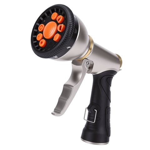Garden Hose Nozzle Zinc Alloy 9 Modes Adjustable High Pressure Water Nozzle Sprayer for Gardening Lawn Care Car Cleaning