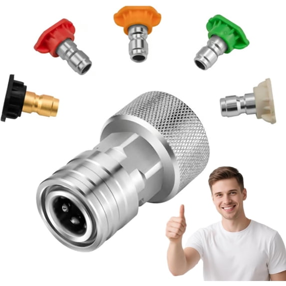 Garden Hose to Pressure Washer Adapter, 3/4" GHT to 1/4" Quick Connect, Stainless Steel Leak-Proof Connector for Car Wash and Foam Cannon, Universal Fit