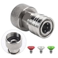 thumbnail image 1 of Garden Hose to Pressure Washer Adapter 3/4 Inch GHT to 1/4 Inch Quick Connect, Stainless Steel Leakproof Fitting for Power Washer, Foam Cannon, Car Wash and Home Outdoor Cleaning, 1 of 2