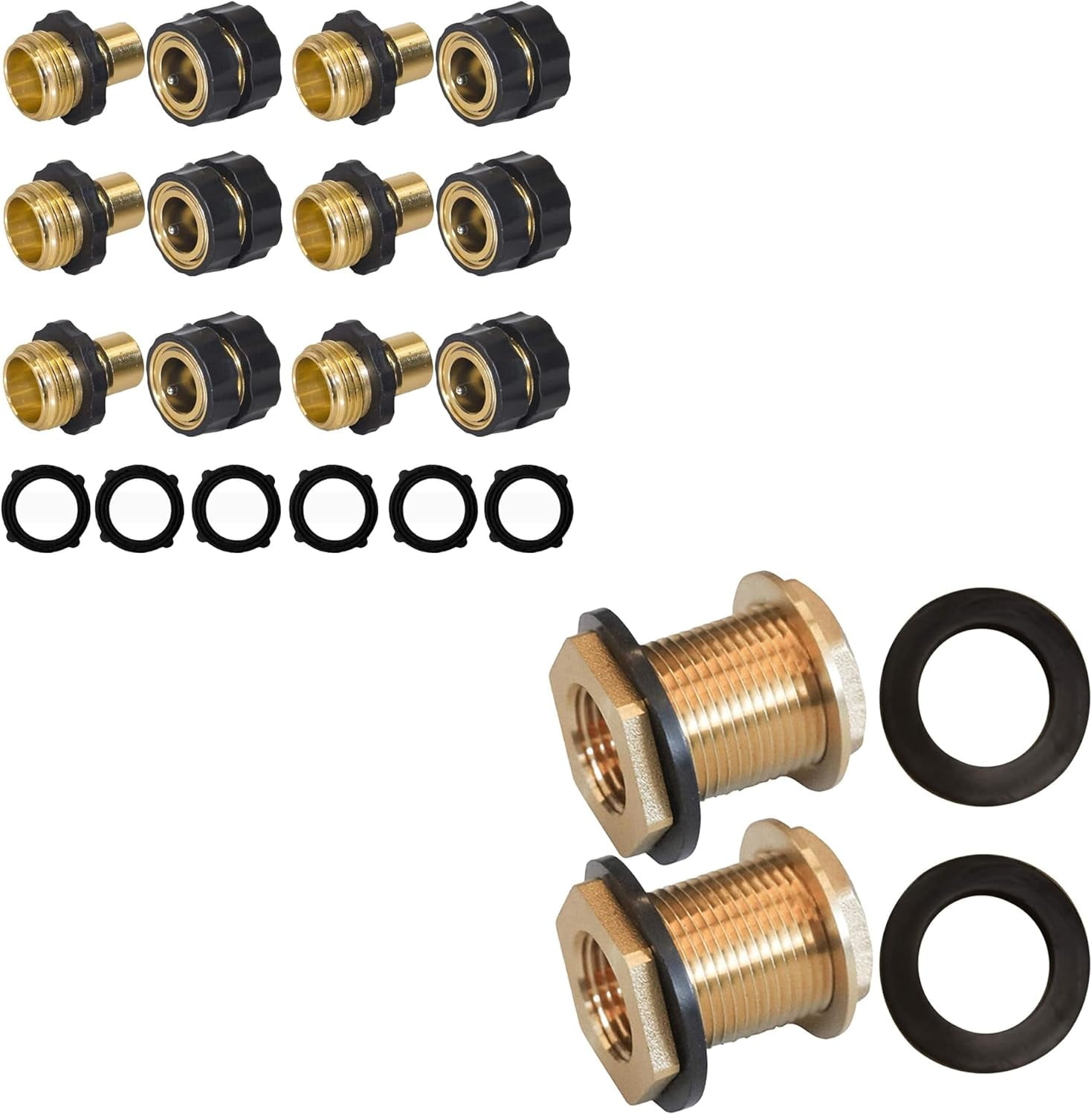 Garden Hose Quick Connect Aluminum Fitting 1/2 Inch Brass Bulkhead Tank Adapter